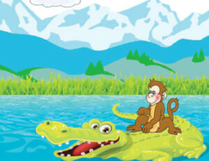 The monkey and crocodile