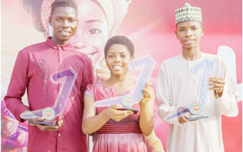 Indomie Heroes Award Winners, Kundushima Kwana for Physical Bravery Category, Khalifa Aminu for Intellectual Bravery Category, and Mary Timbee for Social Bravery Category