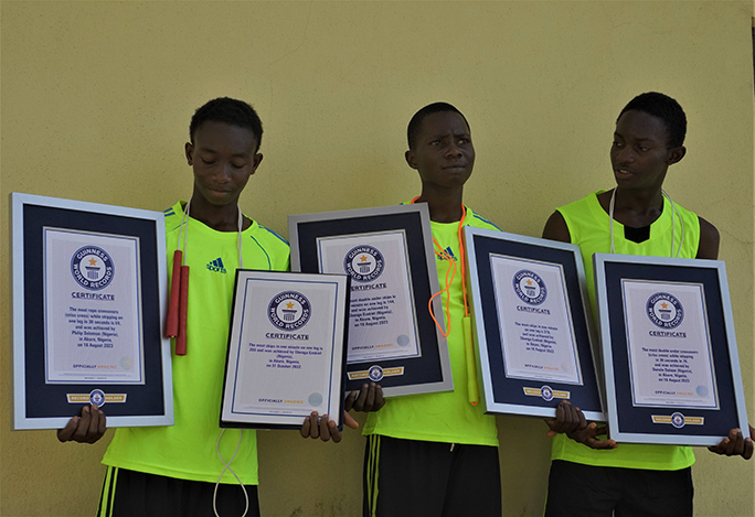 2025 Guinness World Records: Meet 3 Nigerian students who become stars with skipping