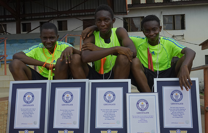 2025 Guinness World Records: Meet 3 Nigerian students who become stars with skipping