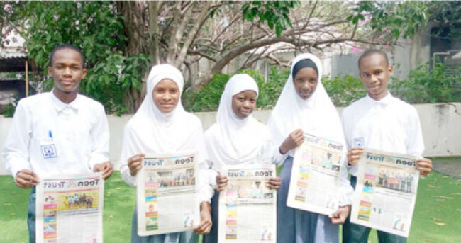 Students of Ladybird School, Kano reading Teen Trust