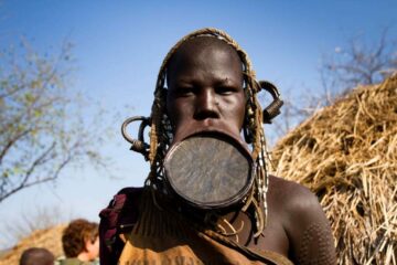 Unique lip plate practice of Mursi Tribe of Ethiopia