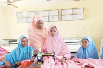 Students of Government Girls Arabic Senior Secondary School, Dutsinma Katsina State acquiring tailoring skills