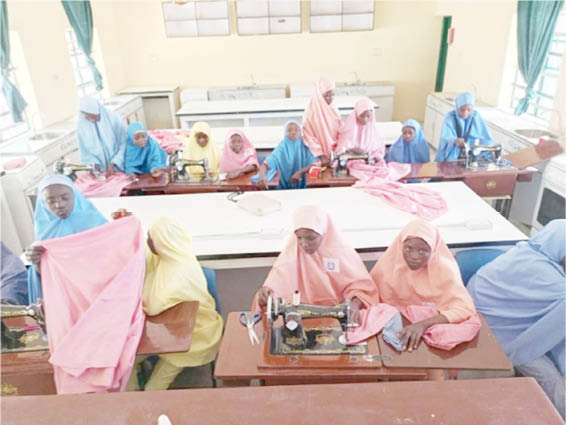 Students of Government Girls Arabic Senior Secondary School, Dutsinma Katsina State acquiring tailoring skills (1)