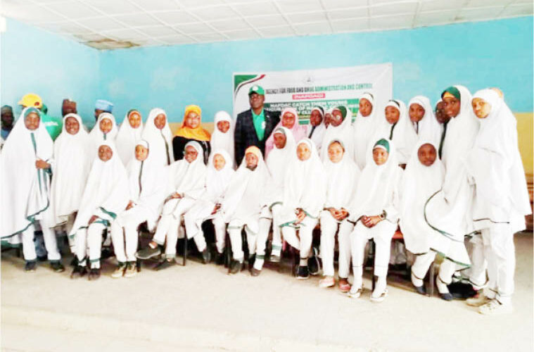 Students of Governor’s Girl College, Kano, after an enlightenment programme on the dangers of substance abuse