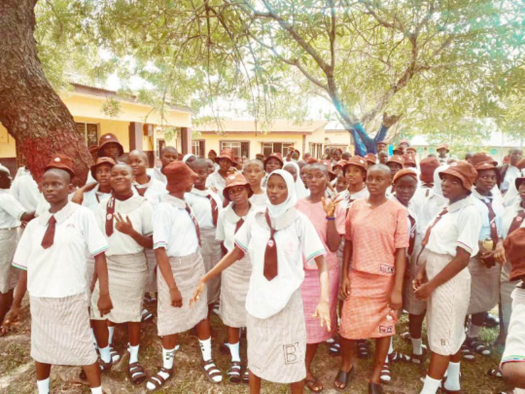 Students of Eva Adelaja girls senior secondary school during the Bariga legacy initiative